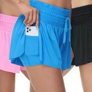 Women's Blue, Pink, and Black Shorts